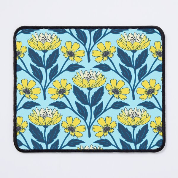 Item preview, Wildflower bouquet floral pattern in yellow and light blue designed and sold by Jennifer Ladd.