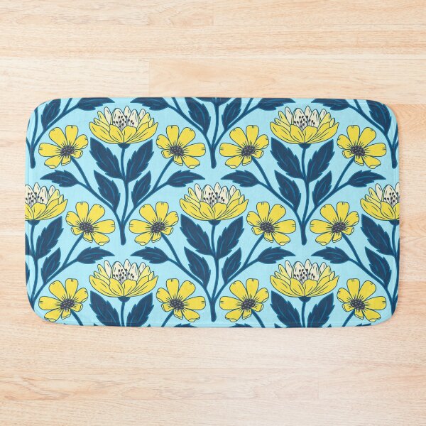 Item preview, Wildflower bouquet floral pattern in yellow and light blue designed and sold by Jennifer Ladd.