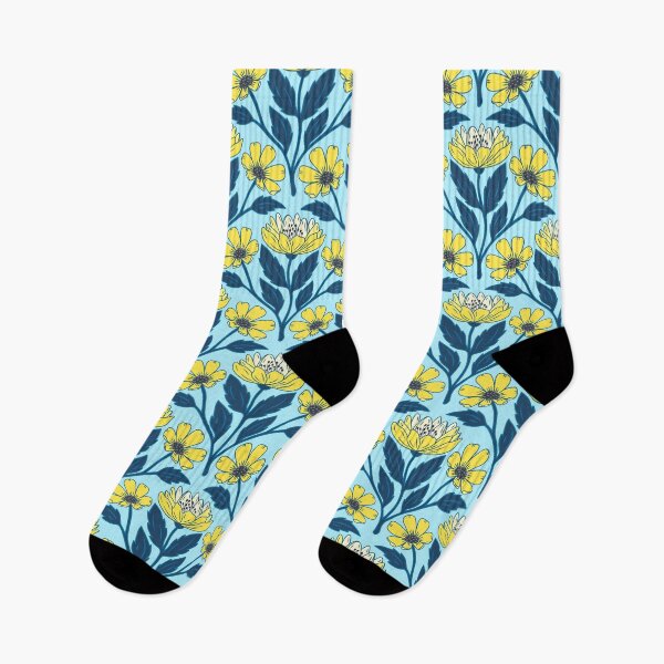 Item preview, Wildflower bouquet floral pattern in yellow and light blue designed and sold by Jennifer Ladd.