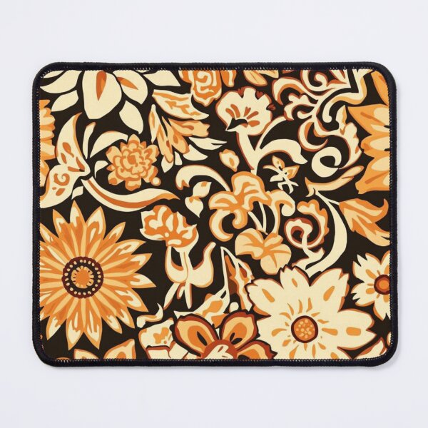 Item preview, Brown, beige, and yellow flowers on a black background designed and sold by Art70shop.