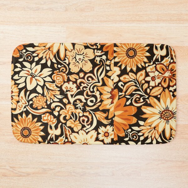 Item preview, Brown, beige, and yellow flowers on a black background designed and sold by Art70shop.