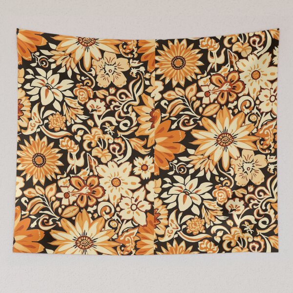 Item preview, Brown, beige, and yellow flowers on a black background designed and sold by Art70shop.