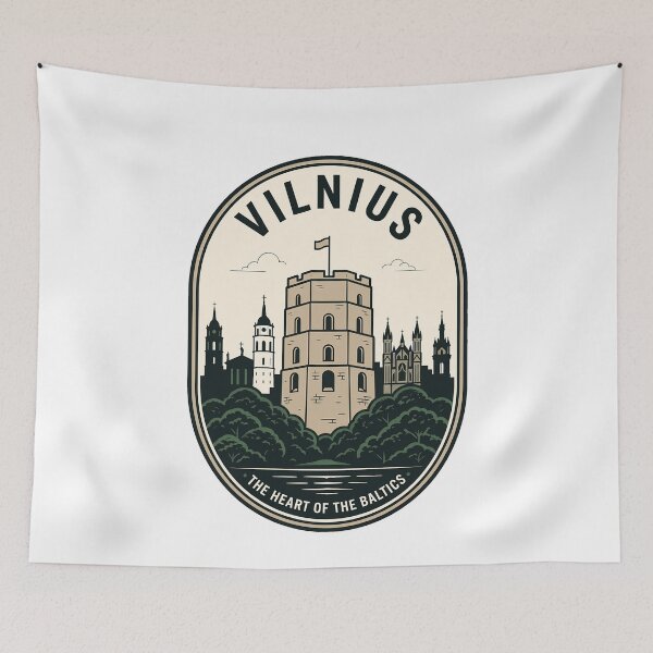 Item preview, Vilnius Lithuania Gediminas Tower Vintage Travel Emblem designed and sold by k3rstman1.