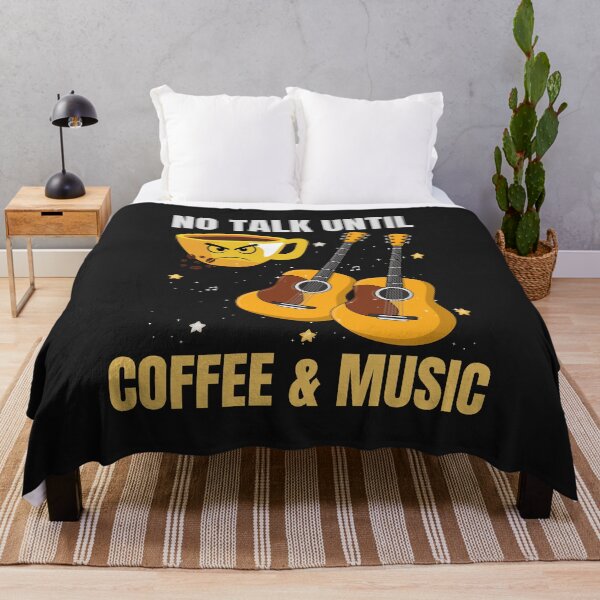 Artikelvorschau, Kein Gerede vor Kaffee und Musik – Lustiges Gitarrendesign für Kaffeeliebhaber entworfen und verkauft von Joyful-Pixel.