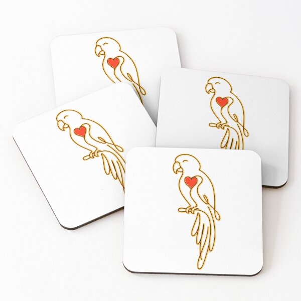 Item preview, Heartline Parrot – Minimalist One Line Parrot with Red Heart designed and sold by MarekoraStudio.