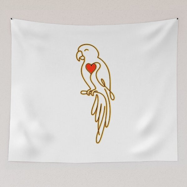 Item preview, Heartline Parrot – Minimalist One Line Parrot with Red Heart designed and sold by MarekoraStudio.