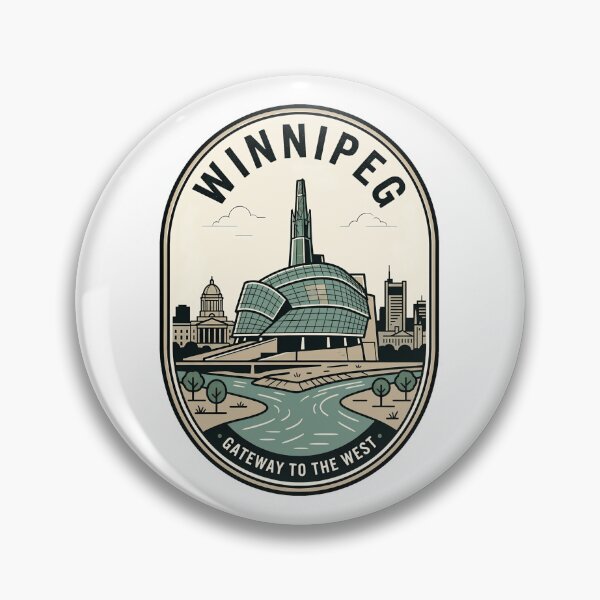 Item preview, Winnipeg Manitoba Canada Vintage Travel Badge Skyline designed and sold by k3rstman1.