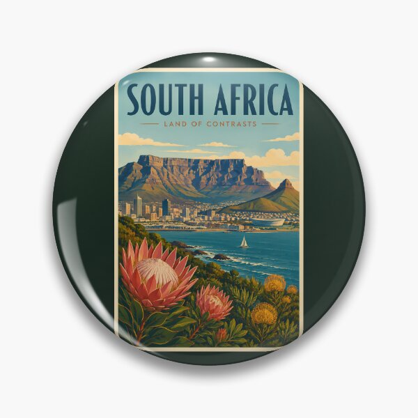 Item preview, South Africa Table Mountain Illustration Travel Art Vintage designed and sold by KrisSidDesigns.