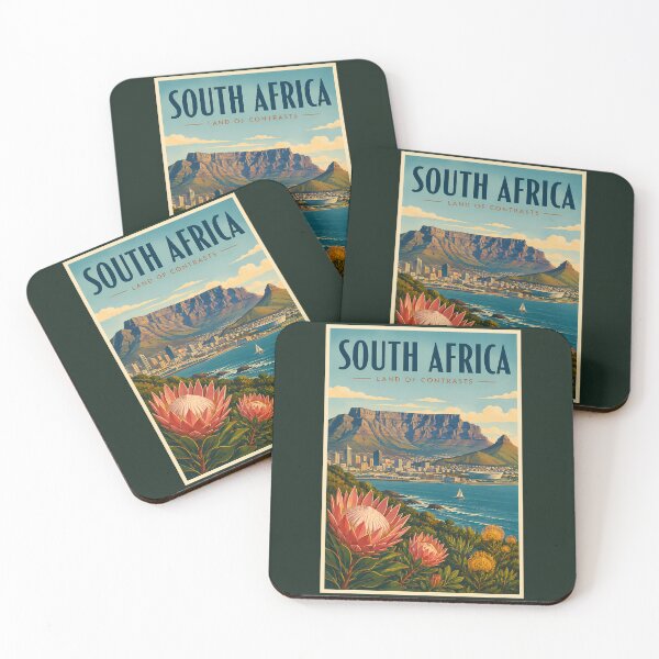 Item preview, South Africa Table Mountain Illustration Travel Art Vintage designed and sold by KrisSidDesigns.