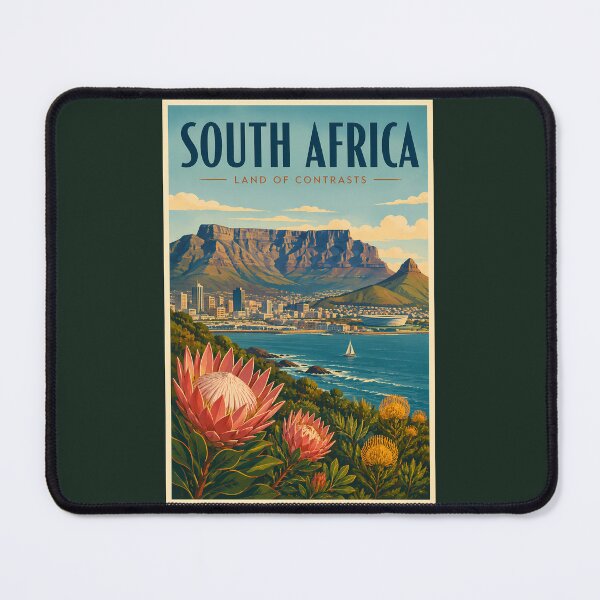 Item preview, South Africa Table Mountain Illustration Travel Art Vintage designed and sold by KrisSidDesigns.