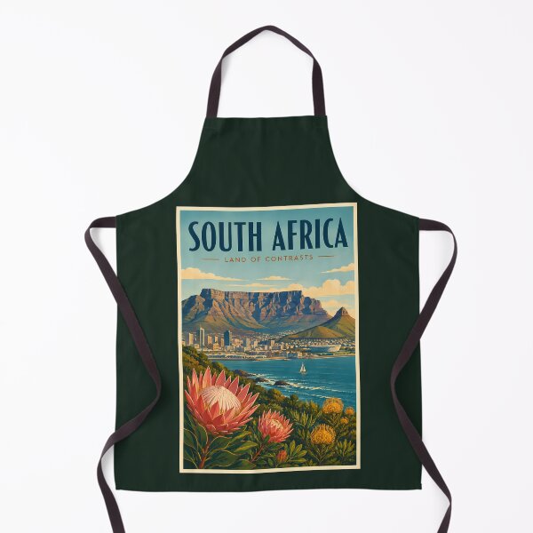 Item preview, South Africa Table Mountain Illustration Travel Art Vintage designed and sold by KrisSidDesigns.