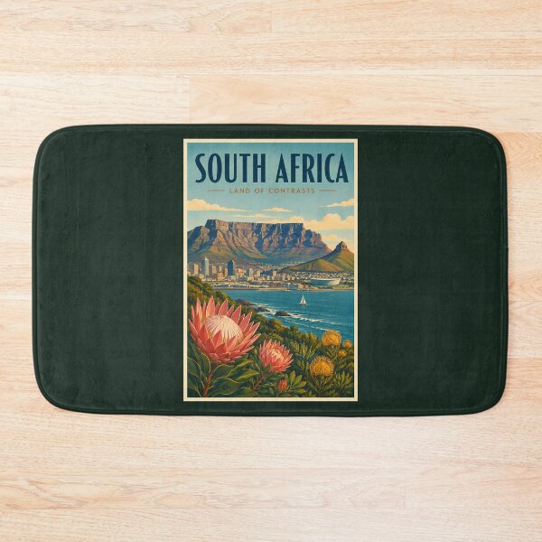 Item preview, South Africa Table Mountain Illustration Travel Art Vintage designed and sold by KrisSidDesigns.