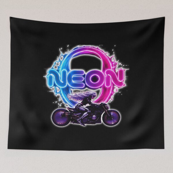 Item preview, Neon Synthwave Biker Girl Futuristic Art designed and sold by A-T-H.