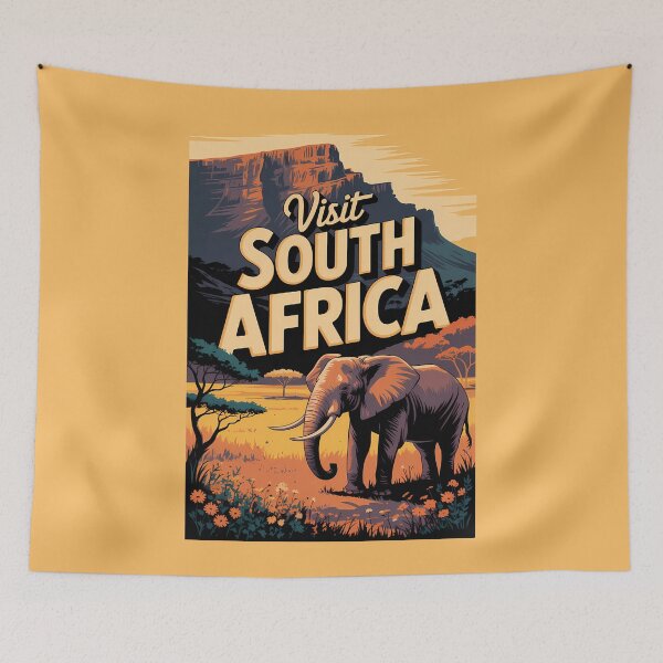 Item preview, South Africa Elephant Animal Illustration Travel Art Vintage designed and sold by KrisSidDesigns.