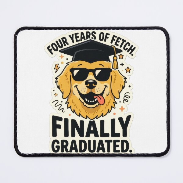 Item preview, Four Years of Fetch Finally Graduated – Funny Golden Retriever Graduation Gift designed and sold by StillWildink.