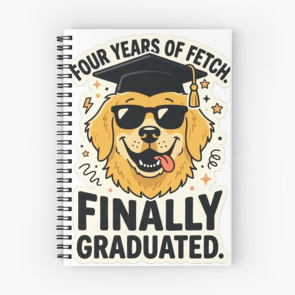 Item preview, Four Years of Fetch Finally Graduated – Funny Golden Retriever Graduation Gift designed and sold by StillWildink.