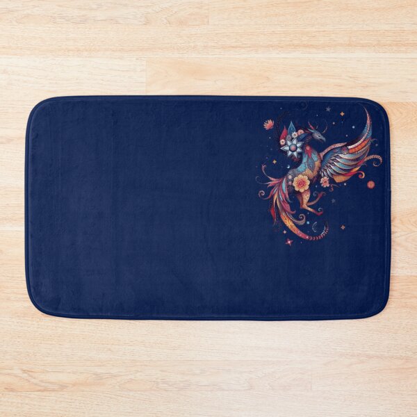 Item preview, Phoenix Folk Art Arabesque Bird Mystical Navy Gold designed and sold by Tama-sirth.
