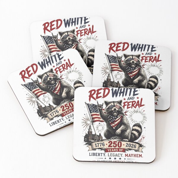 Item preview, America 250th Anniversary Red White And Feral Patriotic Raccoon Mayhem 1776 designed and sold by PhocoNibict.