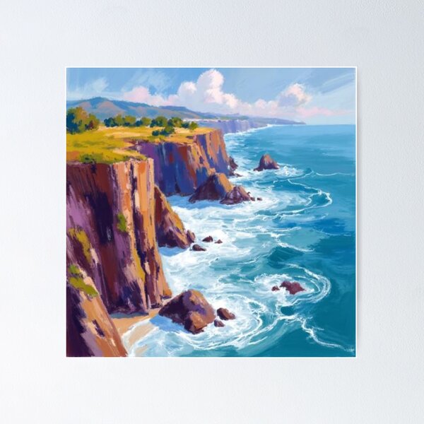 Item preview, California cliff oil painting designed and sold by cloudzer0000.