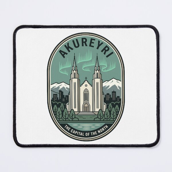 Item preview, Akureyri Iceland Church Aurora Borealis Travel Badge designed and sold by k3rstman1.
