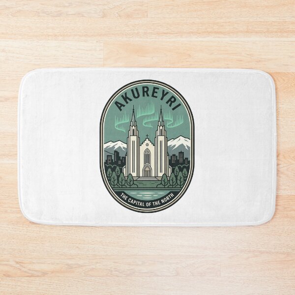 Item preview, Akureyri Iceland Church Aurora Borealis Travel Badge designed and sold by k3rstman1.