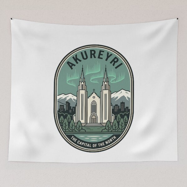 Item preview, Akureyri Iceland Church Aurora Borealis Travel Badge designed and sold by k3rstman1.