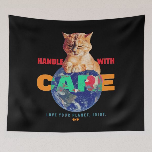 Item preview, Handle With Care — Cat Planet Collage Environmental Art designed and sold by Decorador de Corazones.