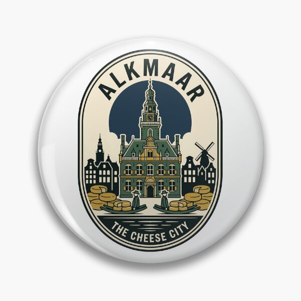 Item preview, Vintage Alkmaar Netherlands Cheese City Travel Badge designed and sold by k3rstman1.