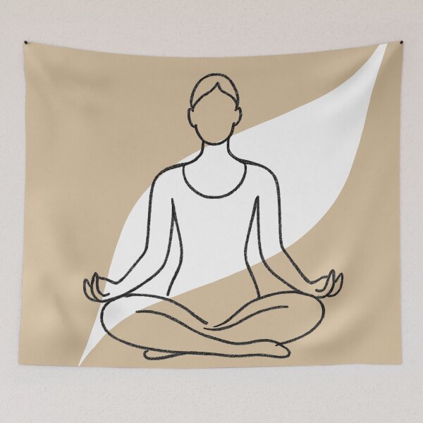 Item preview, Minimalist Meditation Line Art Boho Yoga Woman Calm Abstract Drawing  Tags: designed and sold by asudesign.