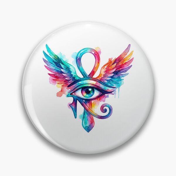 Item preview, Mystical Colorful Winged Ankh with Eye of Horus Tattoo designed and sold by GulfSignature.