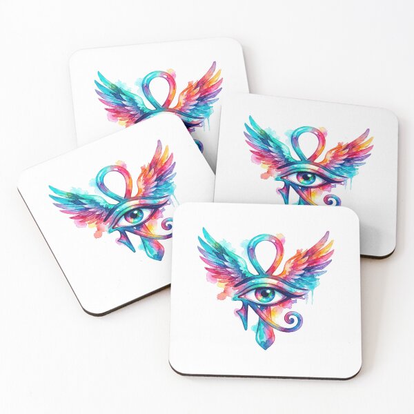 Item preview, Mystical Colorful Winged Ankh with Eye of Horus Tattoo designed and sold by GulfSignature.