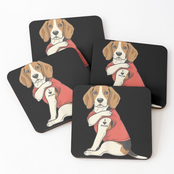 Item preview, Cute Beagle Dog With I Love Mom Tattoo Funny Pet Lover Gift designed and sold by LakenDraphil.
