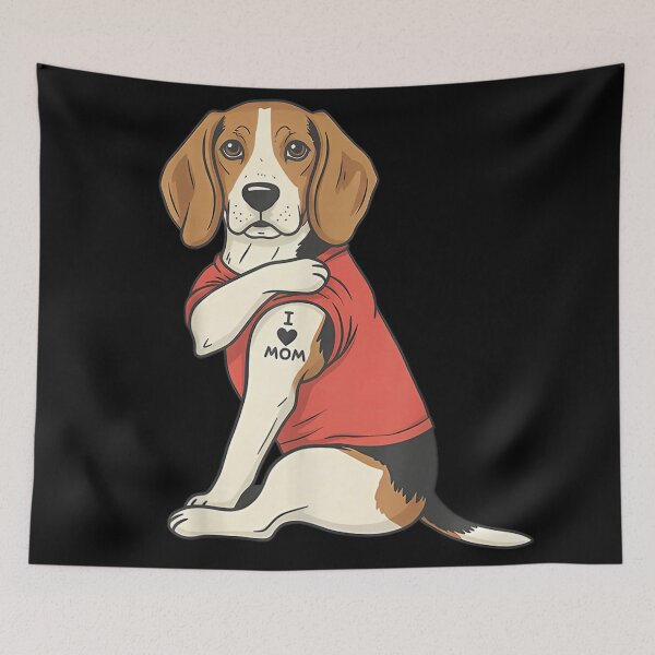 Item preview, Cute Beagle Dog With I Love Mom Tattoo Funny Pet Lover Gift designed and sold by LakenDraphil.