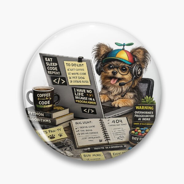 Item preview, Funny Yorkshire Terrier Coding Dog – Realistic Programmer Puppy designed and sold by YamiSociety.