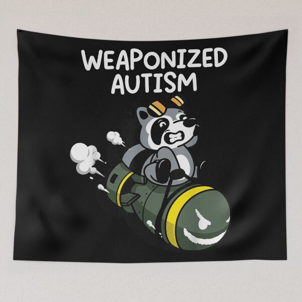 Item preview, Weaponized Autism Funny Raccoon Riding A Bomb Neurodiversity Awareness Humor Art designed and sold by LakenDraphil.