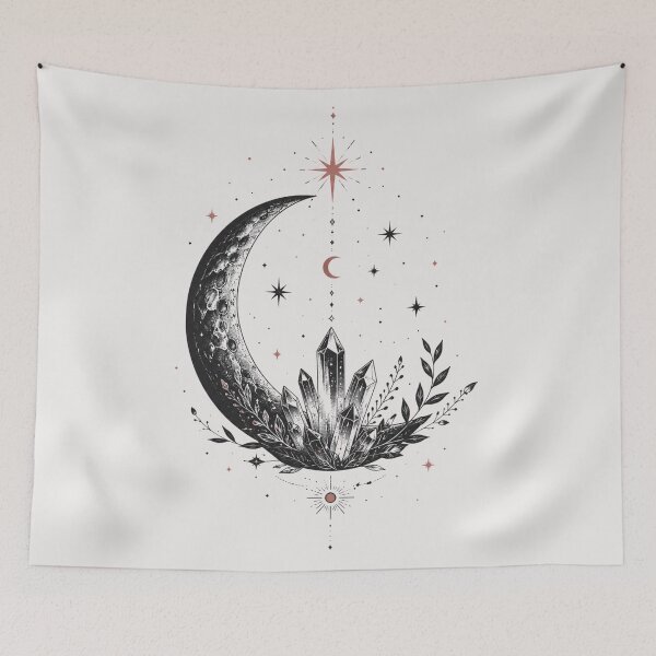 Artikelvorschau, Himmlische Mondkristallkunst, mystisches Boho-Hexen-Nachthimmel-Design entworfen und verkauft von asudesign.