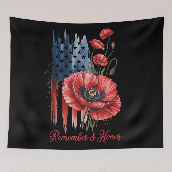 Item preview, Remember And Honor Memorial Day Red Poppies American Flag Patriotic Art designed and sold by EricCotanori.