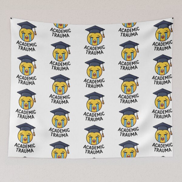 Item preview, 'Academic Trauma' Quote Emoji Sticker for Graduate Students designed and sold by Olivra.