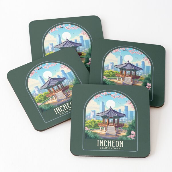 Item preview, Incheon Vintage Travel Illustration designed and sold by HomeLivingCo.