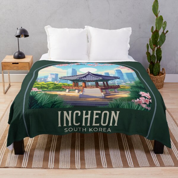 Item preview, Incheon Vintage Travel Illustration designed and sold by HomeLivingCo.