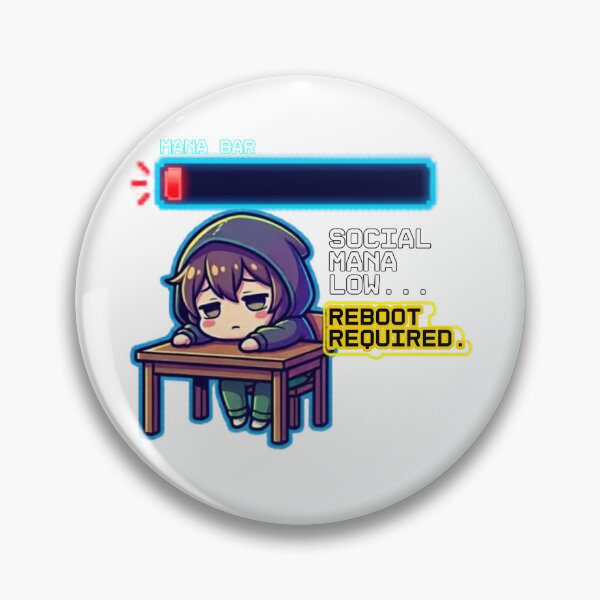 Item preview, Social Mana Low Reboot Required - Introvert Gamer Chibi designed and sold by Wit & Wear.