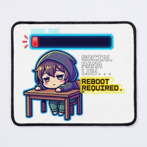 Item preview, Social Mana Low Reboot Required - Introvert Gamer Chibi designed and sold by Wit & Wear.
