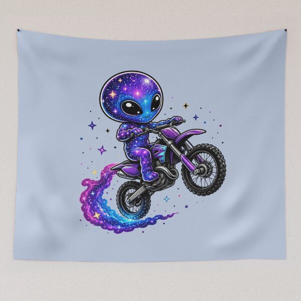 Item preview, Galaxy Alien Rider – Cosmic Neon Dirt Bike Adventure designed and sold by Black Signal.