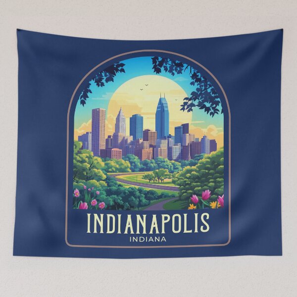 Item preview, Indianapolis Vintage Travel Illustration designed and sold by HomeLivingCo.
