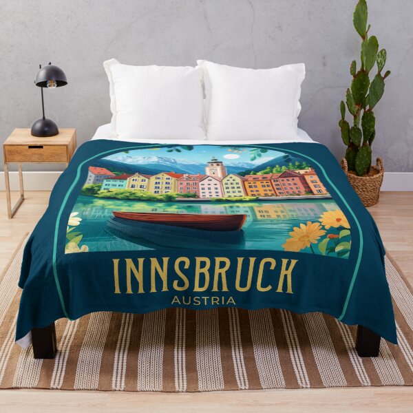 Item preview, Innsbruck Vintage Travel Illustration designed and sold by HomeLivingCo.
