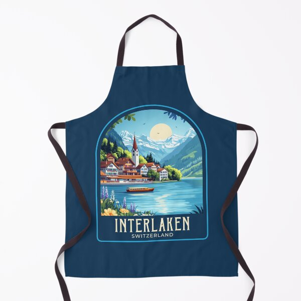 Item preview, Interlaken Vintage Travel Illustration designed and sold by HomeLivingCo.