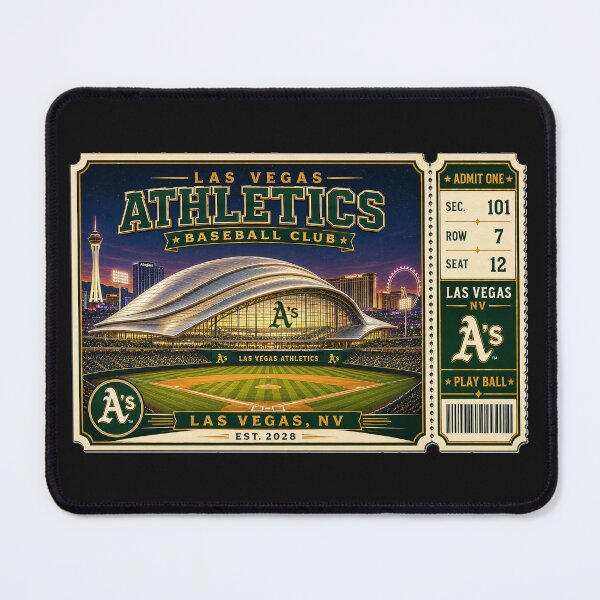 Item preview, Las Vegas Athletics Future Stadium Vintage Ticket Poster Retro Futuristic Vegas Baseball Club Art Est. 2028 designed and sold by GhostDawgs.