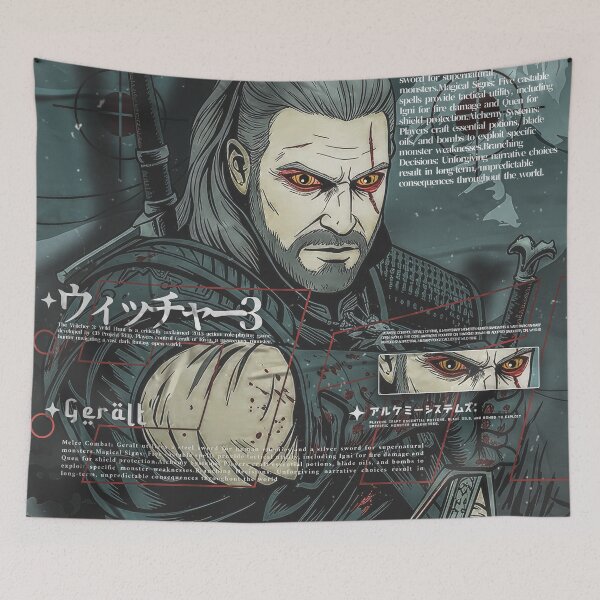 Item preview, Geralt of Rivia "White Wolf" Witcher 3 Cinematic Technical Poster designed and sold by Shopunte.