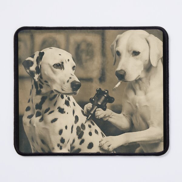 Item preview, Vintage Dogs Tattooing Dalmatian Smoking Cigarette Surreal Retro Photography Art designed and sold by DaphoLatara.