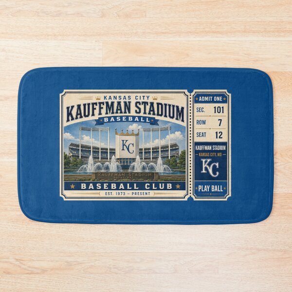 Item preview, Kansas City Kauffman Stadium Vintage Ticket Poster Retro Baseball Stadium Art with Iconic KC Fountains designed and sold by GhostDawgs.
